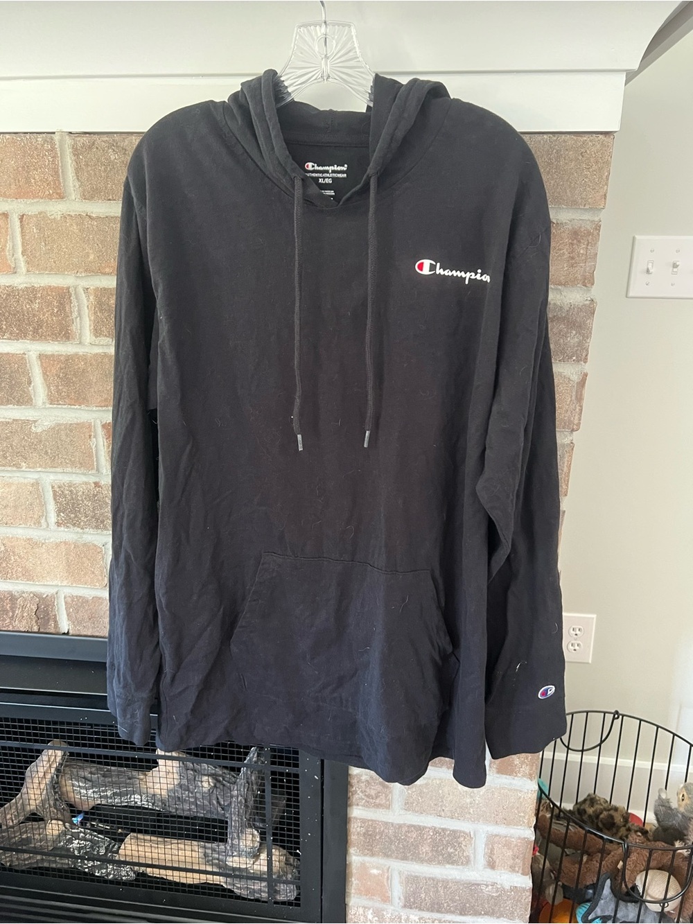 Champion Black Pullover Hoodie with Small Logo